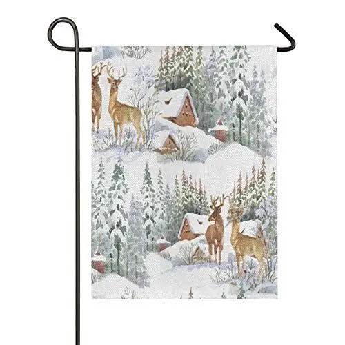 Produktbild: MNSRUU Winterbaum, Tier, Schneeflocke, Gartenflagge, Banner für Party, Zuhause, Outdoor, Garten, Dekoration, Hausflagge, Sackleinen, Mehrfarbig, 12