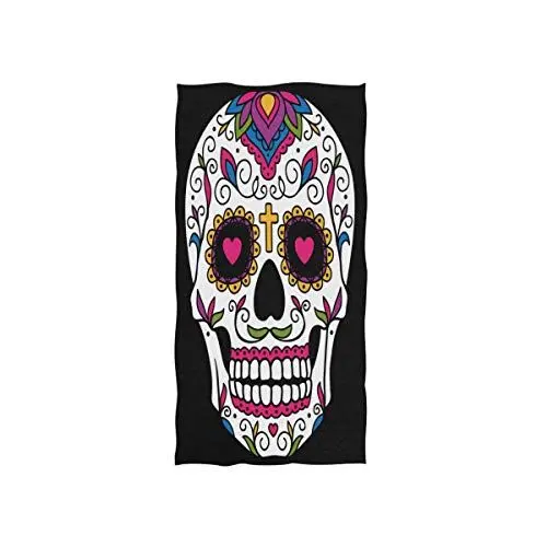 Produktbild: Mnsruu Mexican Sugar Skull Black Soft Bath Hotel Spa Hand Gym Sport Handtuch 76 x 38 cm