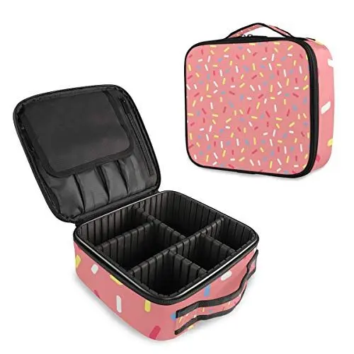 Produktbild: Mnsruu farbenfrohe Kuchenglasur Make-up-Koffer, Organizer, tragbare Aufbewahrungstasche, Reise-Make-up-Tasche mit verstellbaren Trennwänden