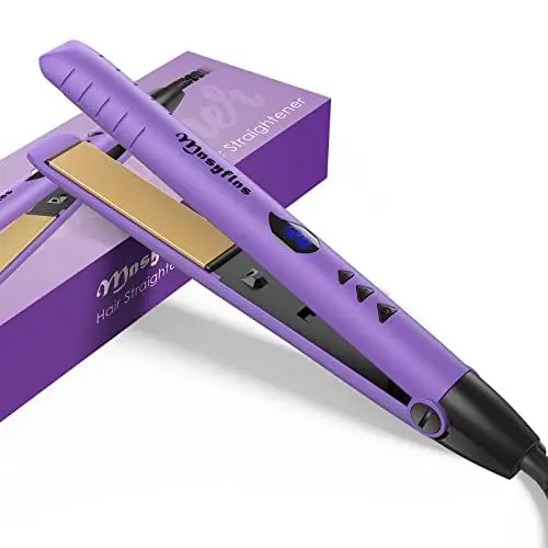 Produktbild: Mnsyflns Glätteisen, 2-In-1 Leichtgewicht Haarglätter, Stylingplatten mit Keramik Beschichtung & Verstellbarer Temperatur 0℃-200℃ zum Glattes Haar Erzeugen，Voluminöse Locken, Strandwellen, Lila