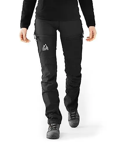 Produktbild: MNT10 Wanderhose für Damen – Slim-Fit Outdoor Hose I Leicht, Atmungsaktiv & Wasserabweisend I Praktische Taschen & Robuste Nähte | Coal Black, S