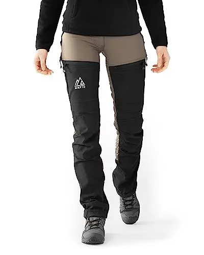 Produktbild: MNT10 Wanderhose für Damen – Slim-Fit Outdoor Hose I Leicht, Atmungsaktiv & Wasserabweisend I Praktische Taschen & Robuste Nähte | Sahara Gray, XL