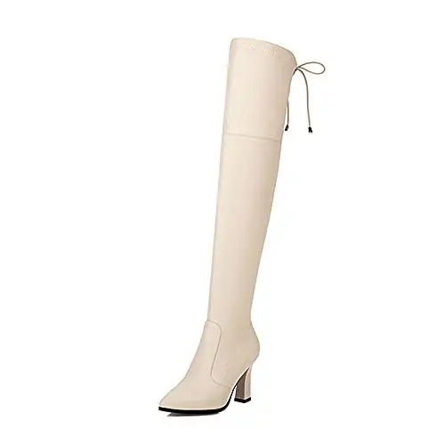 Produktbild: Mo Joc Damen Mode Overknee High Heel Stiefel(Aprikose,34)