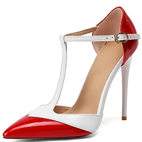 Produktbild: Vrupons Damen Sexy High Heels Pumps mit T-Strap (Weiß, 37 EU)