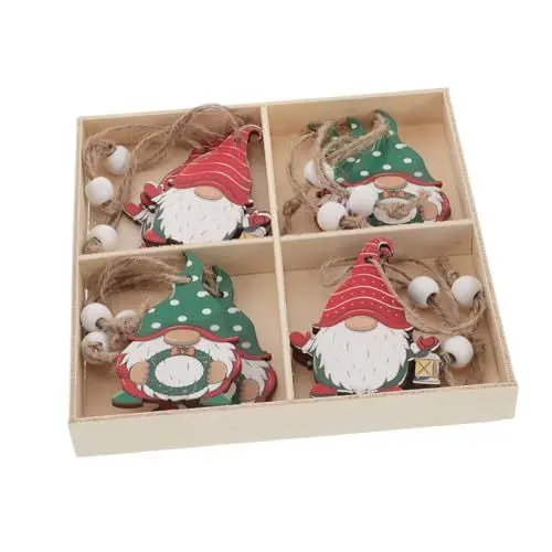 Produktbild: Mobestech 12stücke Rustikale Weihnachtsschmuck Aus Holz Hängende Holzornamente Landhausstil Baumschmuck Als Urlaub Anhänger Für Weihnachtsbaumdekoration