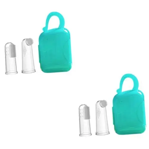 Produktbild: Mobestech 2 Sets Kinderzahnbürste First Step Babyzahnbürste Mundreinigung Fingerzahnbürstenset Kleinkinderzahnfleisch Silikonmaterial Reisegröße Für Haustiere