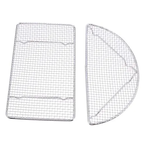 Produktbild: Mobestech 2 Stück Teiliges Bbq Grillnetz aus Rostfreiem Hitzebeständig und Langlebig Antihaftbeschichtet Geeignet für Indoor und Outdoor Grillen für Gemüse und Fleisch Einfach zu Reinigen