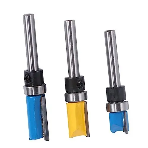Produktbild: Mobestech Zimmerei-fräser Holzbearbeitungs-bündigfräser-werkzeug 3-teiliges Bündigfräser-set 1/4-zoll-griff Für Spanplatten