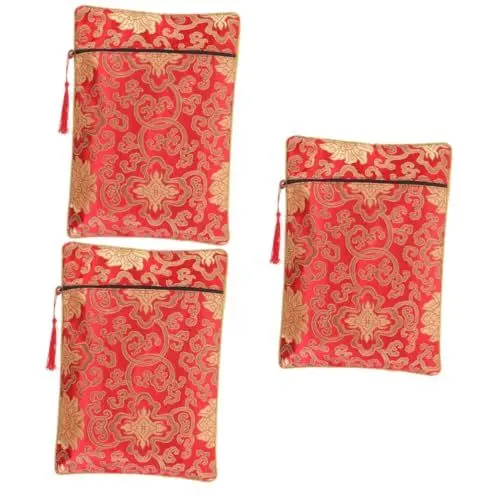 Produktbild: Mobestech 3st Aktentasche Im Chinesischen Stil Buchhalter Mit Schriften Bestickte Brokattasche Kleiner Geschenkbeutel Verpackungsbeutel Für Heilige Bücher Schmuck Buchumschlag Baumwolle