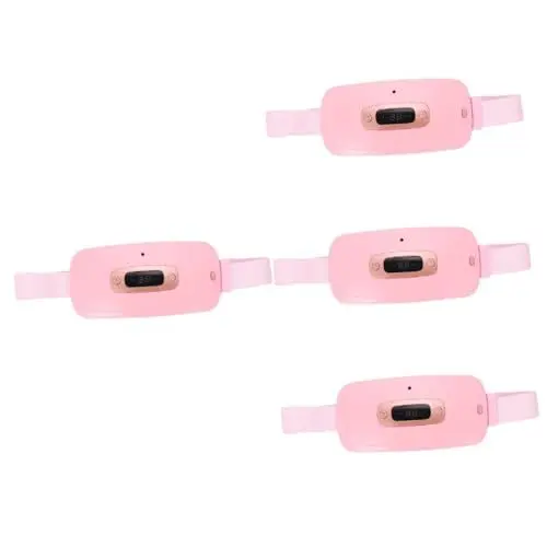 Produktbild: Mobestech 4 Stück Massage-taillenstütze Warmer Gürtel Wärmepflaster Gegen Krämpfe Zeitraum Heizkissen Warmes Gerät Mit Fleece Gefüttert Mädchen Rosa Heizung Nuan Gongyi