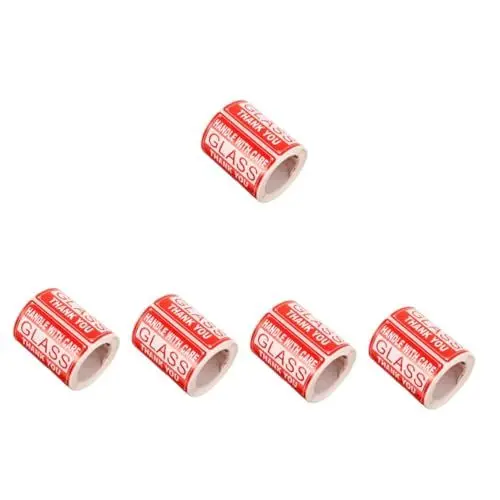 Produktbild: Mobestech 5 Rollen Zerbrechliche Aufkleberetiketten Warnende Versandetiketten Warnschilder Zerbrechliche Aufkleber Für Verpackungen Zerbrechliche Warnaufkleber Verpackungsaufkleber