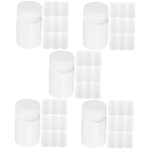 Produktbild: Mobestech 5 Sätze Solide Flasche Spender Kleine Medizinflasche Reiseflaschen Für Toilettenartikel Probenversiegelungsflasche Wasseraufbereitungstabletten Container Weiß Plastik 10 Stück * 5