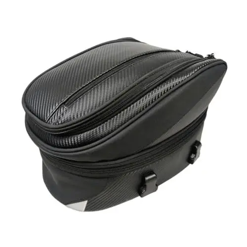 Produktbild: Mobestech Helm Tasche wasserdichte Rucksäcke Satteltasche hinten hintere Tasche Rucksack Satteltaschen für Motorräder Helmhecktaschen Rücksitz Helmtasche Motorradheck Kohlefaser