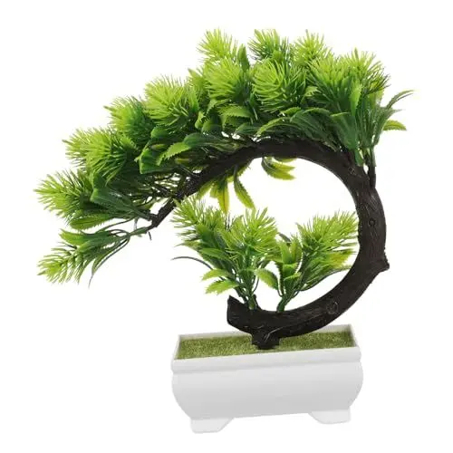 Produktbild: Mobestech Künstlicher Bonsai Baum Realistische Topfpflanze für Wohn und Büroschmuck Pflegeleichte Dekoration aus Grün für Schreibtisch und Wohnzimmer