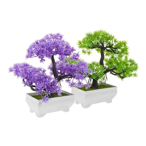 Produktbild: Mobestech Künstlicher Bonsai Baum aus Kunststoff Kleiner im Topf Realistische Kunstpflanze für Dekoration Kompakt und Pflegeleicht für Zuhause und