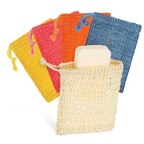 Produktbild: Mobestech Tasche 10 Stück Peeling Seifenbeutel Luffa Beutel Körperwäscher Netzbeutel Beutel Natursisal Waschseifenbeutel Naturseife Badezimmerzubehör Badekugel Kordelzug Seifen Halter