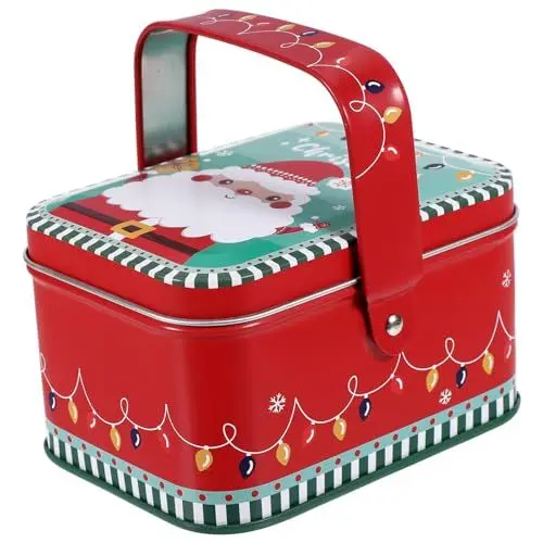 Produktbild: Mobestech Weihnachtsdose Aus Weißblech Süßigkeiten-Verpackungsbox Keksbehälter Keksdose Aus Weißblech Keksdose Süßigkeitenschachtel Weihnachtskekse Süßigkeiten Leckerli-Box Für Weihnachten