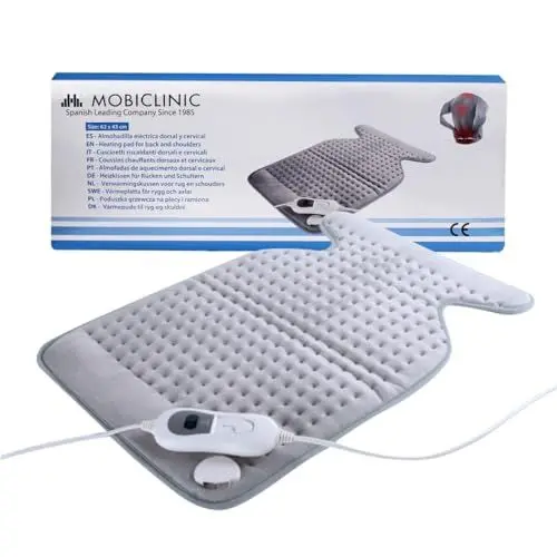 Produktbild: Mobiclinic®, Heizkissen für rücken schulter nacken, Europäische marke, Sehr niedriger verbrauch, 3 temperaturstufen, 62x43cm, Muskel, Grau