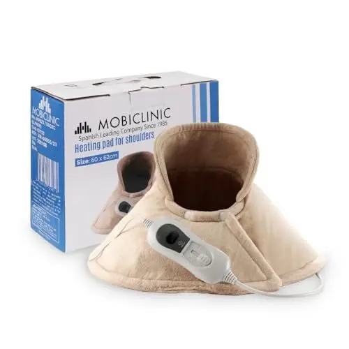 Produktbild: Mobiclinic®, Nackenheizkissen, Elektrisch, Sehr niedriger verbrauch, 3 temperaturstufen, Abschaltautomatik, Europäische marke, Überhitzungsschutz, Waschbar, Für nacken, Beige, 62x60 cm