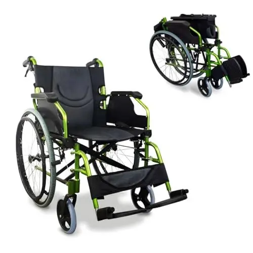 Produktbild: Mobiclinic®, Rollstuhl, Bolonia, Aluminium, Faltbar und leicht, Klappbare geteilte rückenlehne, Abnehmbare fußstütze, Armlehnen, Für Erwachsene, Grün