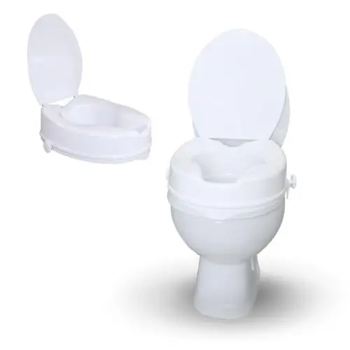 Produktbild: Mobiclinic®, Toilettensitzerhöhung mit deckel, 10 cm, Titán, Toilettenlift für erwachsene, Ältere und behinderte menschen, Anpassungsfähiger, Weiß