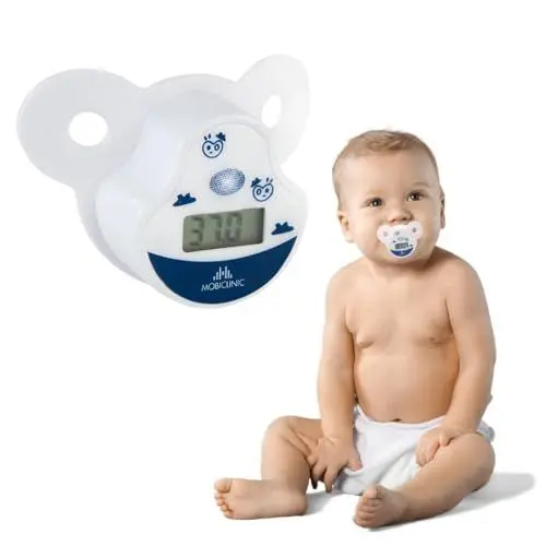 Produktbild: Mobiclinic ®, Schnullerthermometer baby, Europäische marke, Thermometer, Schnuller, Fieberthermometer, Mit fieberalarm, Digitales, Lcd-anzeige, Soft, Präzise technologie, Weiß