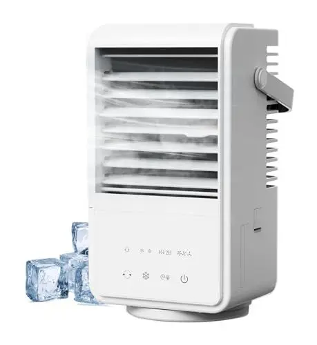 Produktbild: Mobiles Klimaanlage,1.1L Klimagerät Tragbare Air Cooler 4 in 1 Persönlich Ventilator,2/4H Timer, 3 Geschwindigkeiten, 90°Oszillation