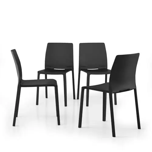 Produktbild: MOBILI FIVER, Stühle Emma, 4er-Set, Schwarz, Made In Italy