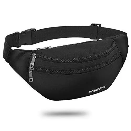 Produktbild: MOBIUSPHY Bauchtasche Damen Herren Gürteltasche Hüfttasche Handytasche Sport Laufgürtel, Schwarz
