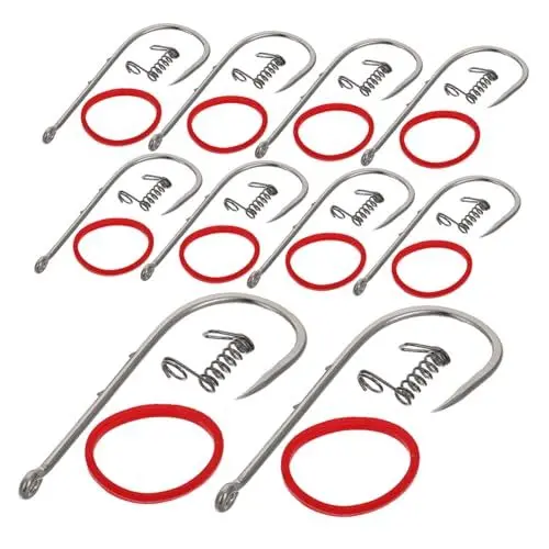 Produktbild: MOBUTOFU Angelhaken Aus Kohlenstoffstahl Punkte Metallhaken Loch Für Lebende Garnelen Set