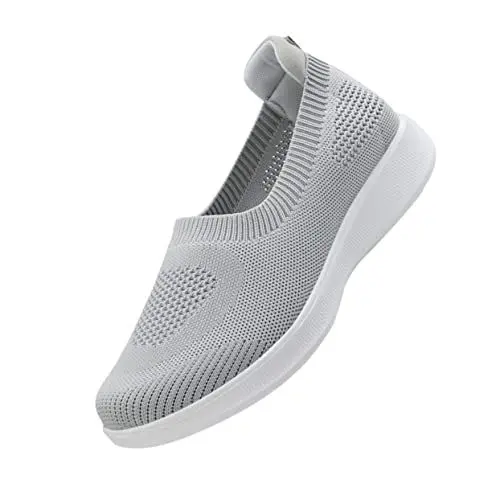 Produktbild: MOBUTOFU 1 Paar Sportschuhe Sport-Sneaker Frauen Laufen Turnschuhe Wanderschuhe mit Sohle für Senioren lässige Schuhe Freizeitschuhe barfuss Schuhe -Schuhe Mesh-Turnschuhe Grey