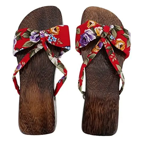 Produktbild: MOBUTOFU 1 Paar verstopft freizeitschuhe sommerschlappen Mode-Schuhe damensneakerschuhe woman shoes rutschfest Hausschuhe Keilsandalen Damen modische Sandalen Sommersandalen Innen: Holz rot