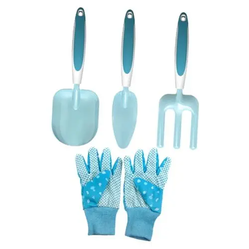 Produktbild: MOBUTOFU Komplettes Pflanzwerkzeug-Set Gartenschaufel Rechen Kelle Handschuhe Einfach Zu Verwenden Für Gartenarbeiten