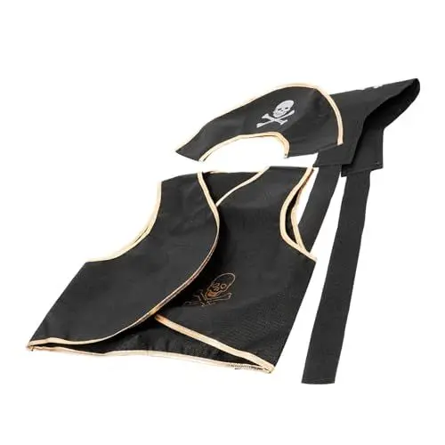 Produktbild: MOBUTOFU 1 Set Piraten-partykostüm Cosplay Piratenhut Augenklappe Skelettmuster Piratenanzug Hosenbund Weste Für Jungen Und Mädchen Halloween-verkleidung