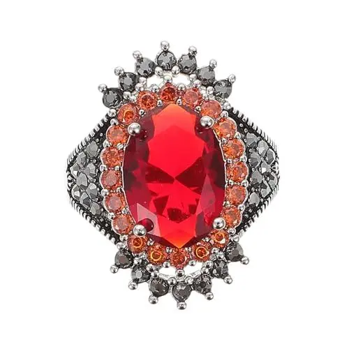 Produktbild: MOBUTOFU 1stk Übertriebener Edelsteinring Fingerdekor Diamantbandringe Für Damen Frauen Offener Ring Topasringe Für Frauen Smaragdringe Für Frauen Dekorativer Fingerring Kupfernickel Rot