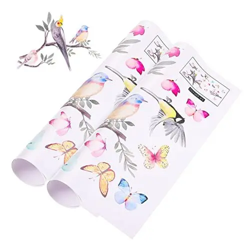 Produktbild: MOBUTOFU 2 Blätter Glas Aufkleber Wandtapete Vogelaufkleber Zum Basteln Tiere Wandaufkleber Vogel-anti-kollisions-fensteraufkleber Wandaufkleber Mit Tieren Wandaufkleber Für Kinder Pvc
