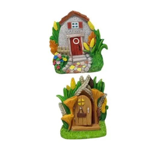 Produktbild: MOBUTOFU 2st Kreativer Blumentopf Kleines Feenhaus Winziges Hausdekor Mini-gartentür Partydekorationen Harzminiatur Mikro-landschaftsgartendekoration Gartenzubehör Hofdekoration Kunstharz