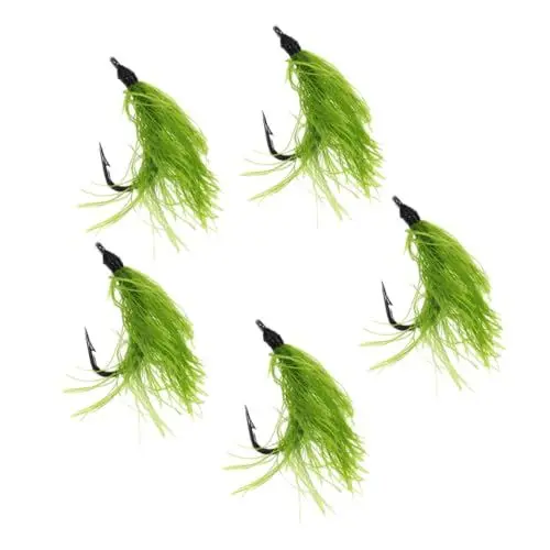 Produktbild: MOBUTOFU 5 STK Aquatischer Fliegenhaken Angelhaken Im Freien Angelgeräte Ersatzhaken Zum Angeln Angelhaken Für Süßwasser Angelausrüstung Köder Für Das Barschangeln Angelzubehör Green Metall