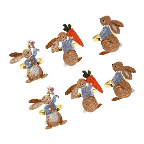 Produktbild: MOBUTOFU Tischdeko Set Osterhase Serviette Serviettenschnalle Hotel Restaurant Serviettenhalter