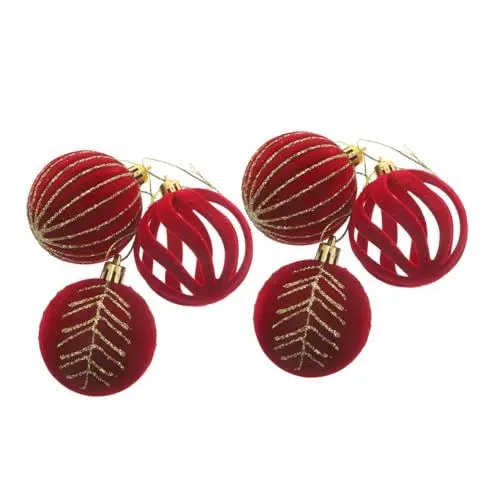 Produktbild: MOBUTOFU 6 Stücke Weihnachten Baum Hängende Dekoration Weihnachten Baum Ornamente Glitzernde Beflockung Xmas Party Dekorationen