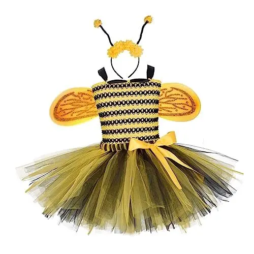 Produktbild: MOBUTOFU Gazerock Für Mädchen Bienenflügel Kostüm Mädchen Stirnbänder Kinder Outfits Kinderkostüme Kinder Tüllrock Mädchenkleidung Prinzessin Fee Kostüme Für Mädchen Tutu Rock Für