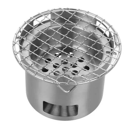 Produktbild: MOBUTOFU Backpacking BBQ Grill Tragbarer Edelstahl-Holzkohleofen zum Kochen im Freien Kompakter BBQ-Grill für Camping Wandern Outdoor-Abenteuer
