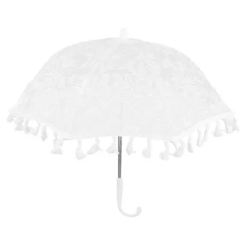 Produktbild: MOBUTOFU Regenschirm aus Spitze Regenschirmverzierung Brautaccessoires Bulk-Regenschirme bridesmaid bridemaid Regenschirme für Blumenmädchen Regenschirm für Blumenmädchen Plastik Weiß