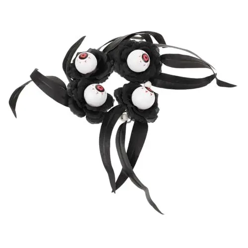 Produktbild: MOBUTOFU Schwarze Kerzengirlande Halloween-türkranz Stumpenkerzenkranz Teelicht Kerzenring Schwarzer Blumenkerzenring Halloween-kerzenkranz Halloween-kerzengirlande Schwarze Girlande Stoff