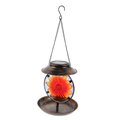 Produktbild: MOBUTOFU Solar-vogelhäuschen Gartenlampen Für Draußen Hängendes Vogelbad Hängende Vogelhäuschen Für Draußen Wasserschale Für Vögel Futterhäuschen Für Wildvögel Vogelhäuschen An Deck Eisen