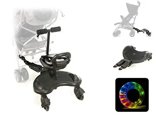 Produktbild: Moby-System, Board mit Sitz für Rollstühle mit Sitz Universelle Plattform für ältere Kinder, Leuchtende LED-Räder mit Stoßdämpfung passend für jeden Kinderwagen