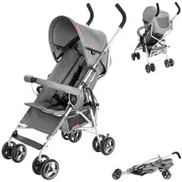 Produktbild: Moby-System, Kinderwagen, Superleichter & Klein, bis 14 kg, Verstellbare Rückenlehne, Doppelt, Schwenkbare Schaumstoffräder, Faltbare, mit Sonnenverdeck, Wagen ideal für einen Spaziergang, Grau