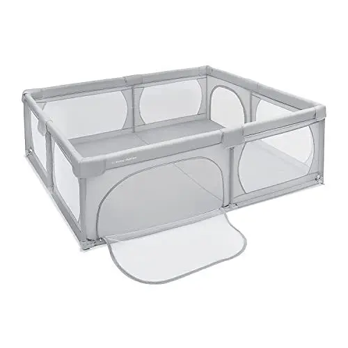 Produktbild: Moby-System Laufstall Baby Faltbar & Laufgitter, Aktivitätszentrum mit Rutschfester Basis - Wasserdichtes 210D PVC, Transporttasche, 200x140cm - Spielbereich für Kinder