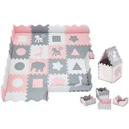 Produktbild: Moby-System Puzzlematte für Babys, 150 x 150 cm, Spielmatte, geruchlos, Matte große, Puzzle Matte für Jungen & Mädchen, Spielmatte schadstofffreie, geruchlose Krabbelmatte