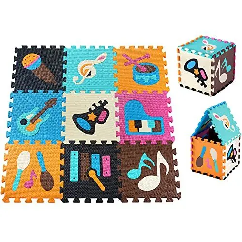Produktbild: Moby-System Puzzlematte für Babys, 90 cm x 90 cm x 1 cm, Spielmatte, geruchlos, Matte große, Puzzle Matte für Jungen & Mädchen, Spielmatte schadstofffreie, geruchlose Krabbelmatte